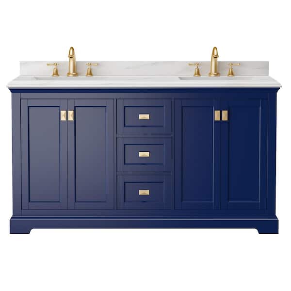 Epic 72 in. W x 22 in. D x 34 in. H Double Bathroom Vanity in Charcoal Gray with Carrara Marble Top with White Sinks