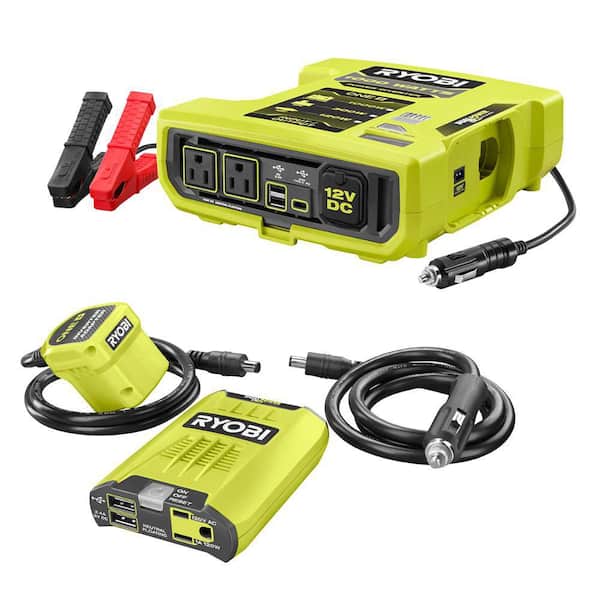 RYOBI ONE+ 18V 1000-Watt Max 12-Volt Automotive Power Inverter & 18V  120-Watt 12V Automotive Power Inverter w/ Dual USB Ports RYi1030A-RYi120A