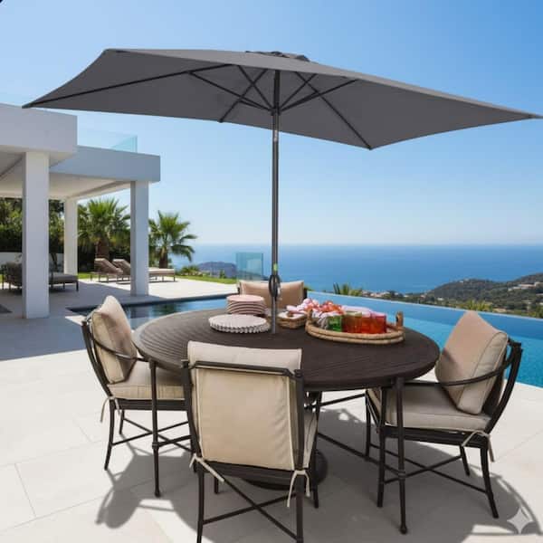 9' patio umbrella with led lights WestinTrends 9 ft. Solar Power Market Sport_Invernali Canopy:Mediterranean Blue it fits beautifully in 6' x 6' Custom