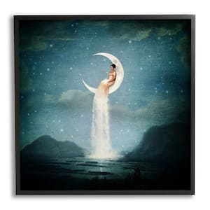 Mountainous Ocean Landscape Moon Dress Waterfall by Paula Belle Flores Framed People Art Print 24 in. x 24 in.