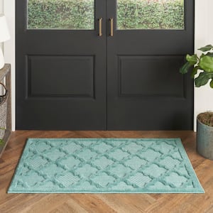 Easy Care Aqua doormat 2 ft. x 4 ft. Trellis Contemporary Area Rug