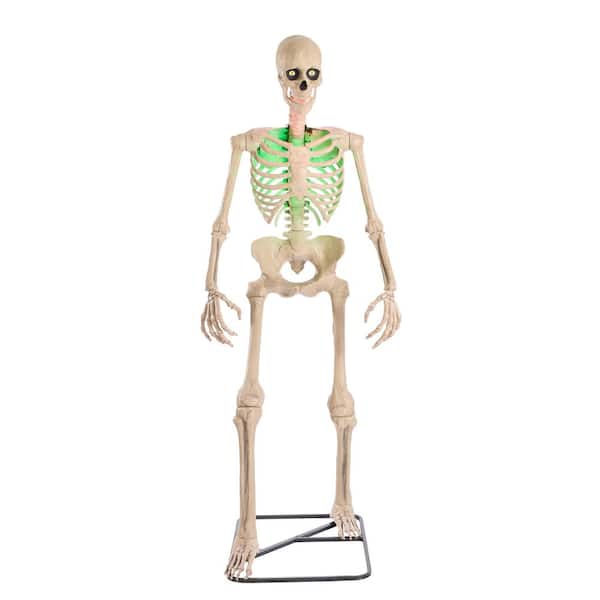 Home Accents Holiday - 6.5 FT Grave & Bones Animated LED App Controlled Ultra Skelly with LCD LifeEyes