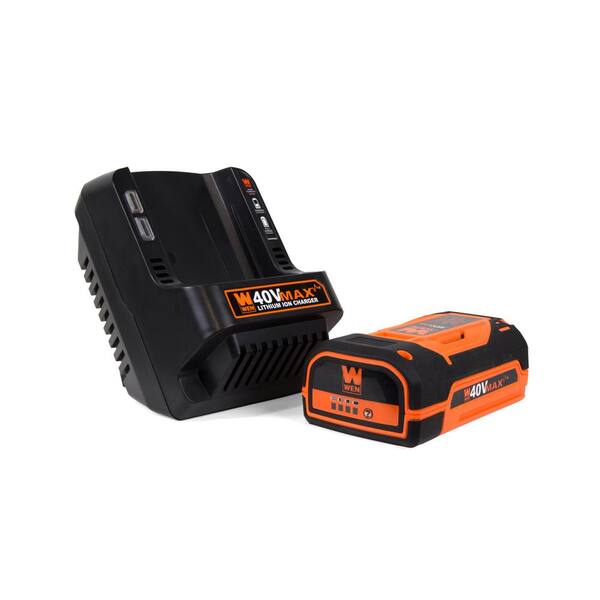 Wen 40v Max Lithium Ion 124 Mph 480 Cfm Cordless Brushless Leaf Blower With 2ah Battery Charger 40410 The Home Depot