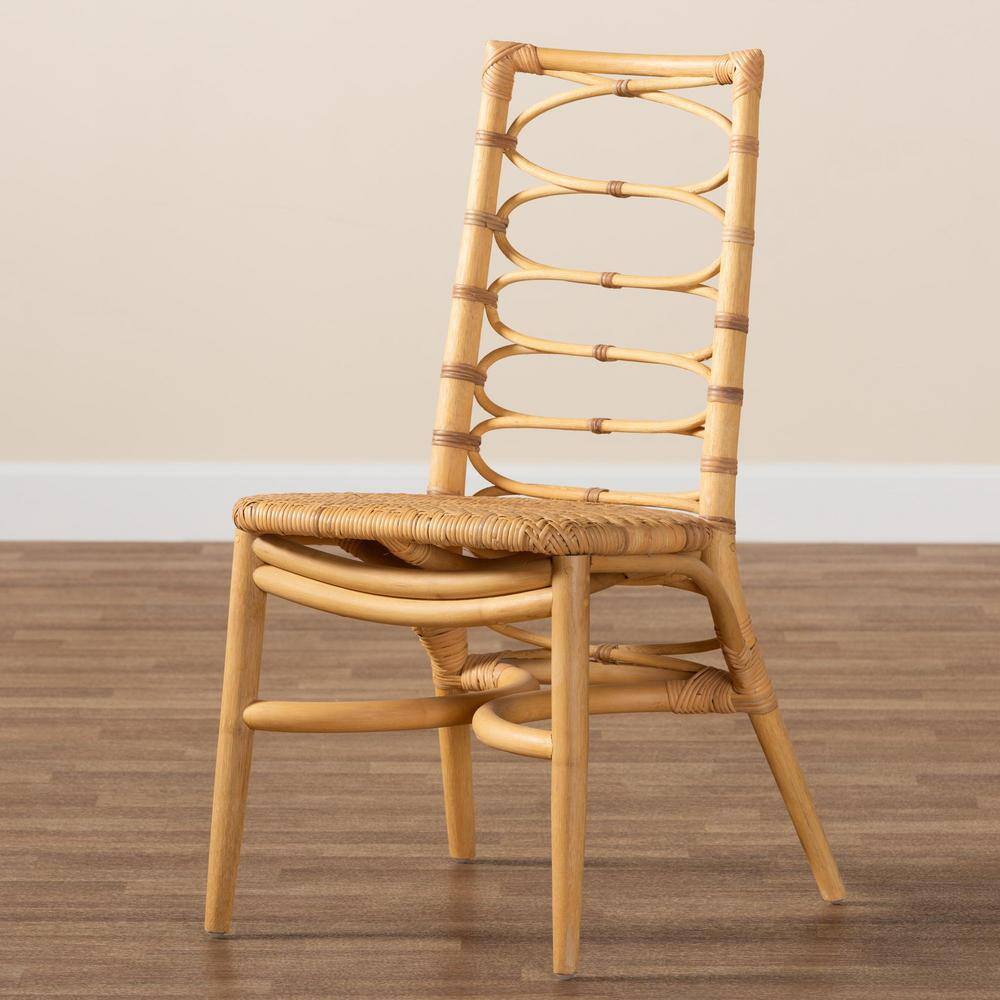 Lisbon Natural Brown Rattan Ladderback Dining Chair