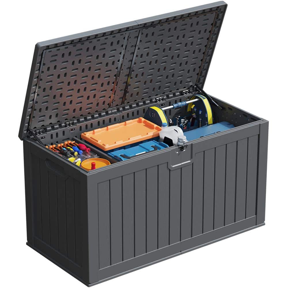 Patiowell Black 230 Gallon Lockable Resin Deck Box