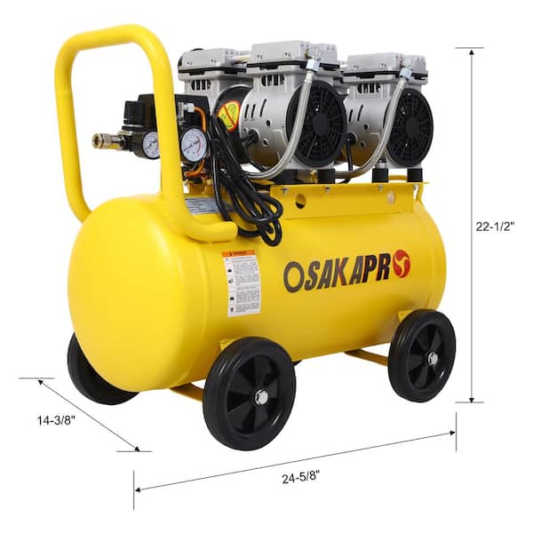 13.0 Gal. 2.5 HP 115 PSI Ultra Quiet and Oil-Free Electric Air Compressor in Yellow