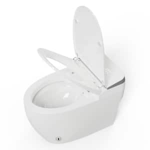 1-Piece Elongated Smart Bidet Toilet Auto Single Flush 1.28 GPF in White, with Warm Air Dryer, Self-Cleaning