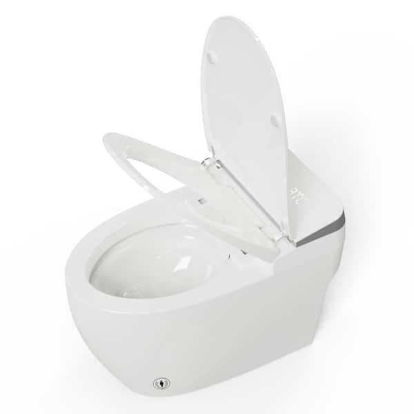 Simple Project 1-Piece Elongated Smart Bidet Toilet Auto Single Flush 1.28 GPF in White, with Warm Air Dryer, Self-Cleaning