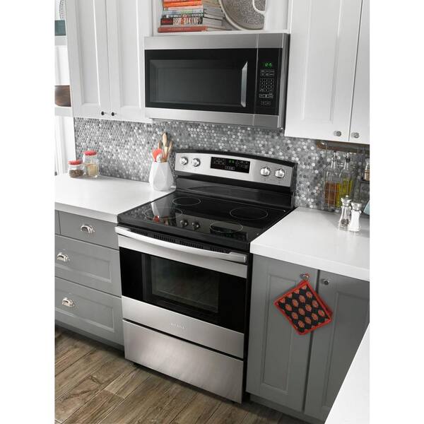 Amana 1 6 Cu Ft Over The Range Microwave In Stainless Steel Amv2307pfs The Home Depot