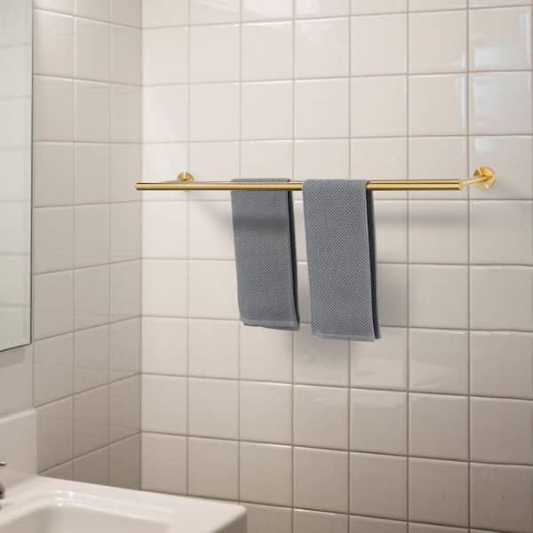 36 in. Wall Mounted Double Towel Bar in Brushed Gold