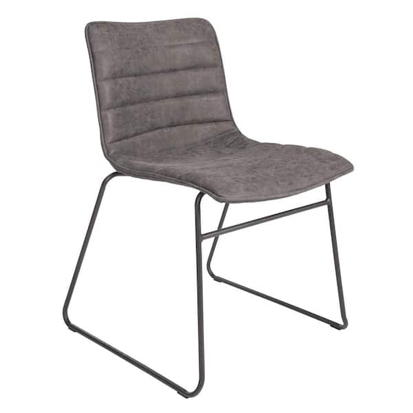 Halo Stacking Charcoal Faux Leather Chair with Black Base (2-Pack)
