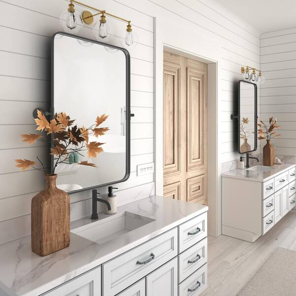 18 in. W x 28 in. H Rectangular Metal Framed Wall Pivot Mirror