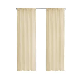 Weathershield Ivory Polyester Smooth 50 in. W x 95 in. L Rod Pocket Indoor Sheer Curtain (Single Panel)