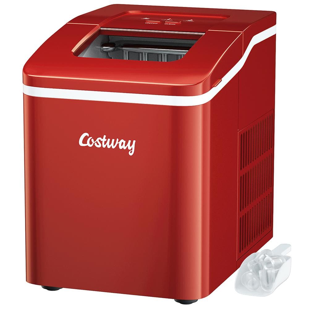 Costway 9 in. W 26 lbs./24Hour Countertop Portable Ice Maker Self
