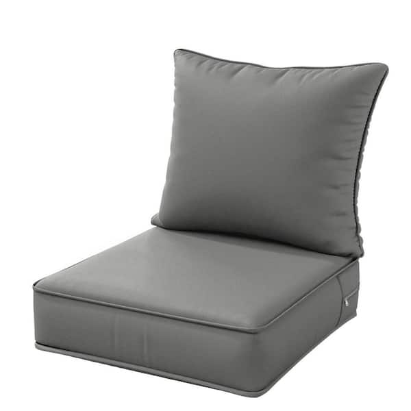 19 in. x 19 in. x 4 in. Square Outdoor Deep Seating Cushion Set Seat and Back Cushion for Lounge Chair Light Grey