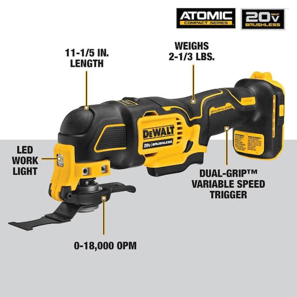 ATOMIC 20V MAX Lithium-Ion Cordless Brushless Oscillating Multi Tool with 20V MAX Premium Lithium-Ion 6.0Ah Battery Pack