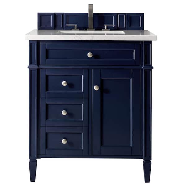 James Martin Vanities Brittany 30 in. W x 23.5 in.D x 34 in. H Single Vanity in Victory Blue with Solid Surface Top in Arctic Fall