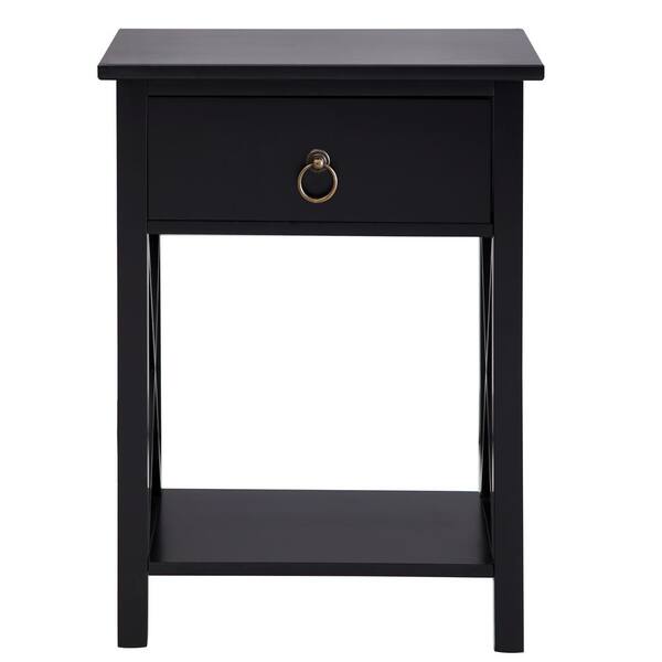 HOMESTOCK Black 1Drawer Nightstand 11293HD The Home Depot