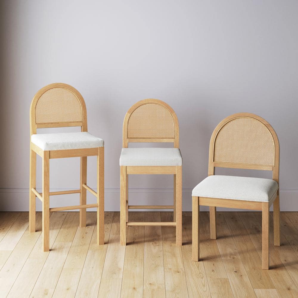 Cream Boucle and Warm Pine High Back Side Chair