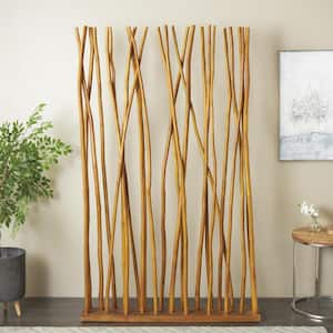 7 ft. Brown Handmade Tall Freestanding Stick Room Divider Screen