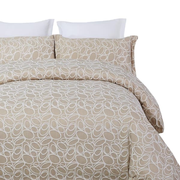 Taupe Circle Queen Duvet Cover Set, Taupe Duvet Cover Set King Size