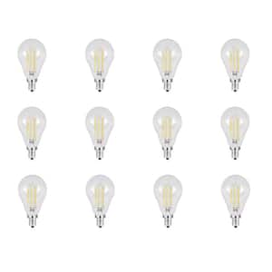 40-Watt Equivalent (5000K) A15 Candelabra Dimmable Filament Clear Glass LED Ceiling Fan Light Bulb, Daylight (12-Pack)