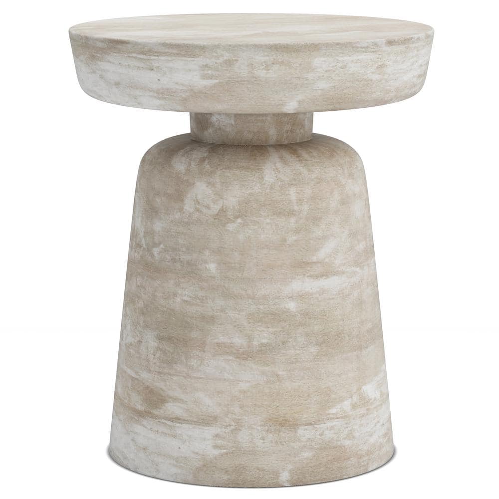 Simpli Home Robbie 16 in. W Distressed White Wash Accent Table AXCATROB