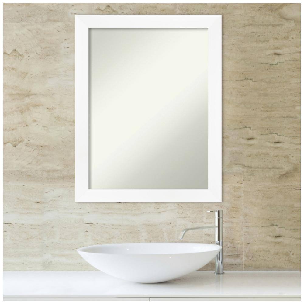 White Matte Rectangular Wall-Mounted Bathroom Vanity Mirror