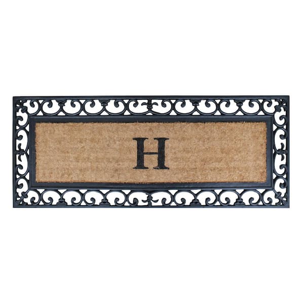 Unbranded A1HC First Impression Myla 17.7 in. x 47.25 in. Rubber and Coir Monogrammed H Non-Slip Outdoor Door Mat