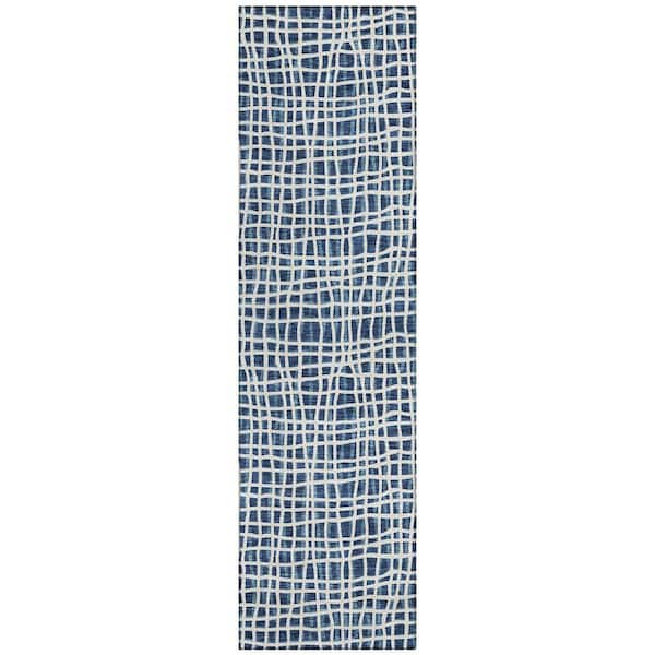 Addison Rugs Chantille Machine Washable Indoor/Outdoor Abstract ACN729 Navy 2 ft. 3 in. x 7 ft. 6 in. Area Rug