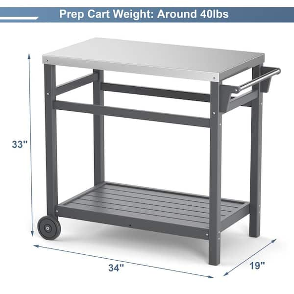 Alpulon Universal Silver Outdoor Grill Cart Grill Set Stand with Iron Mesh Top, White