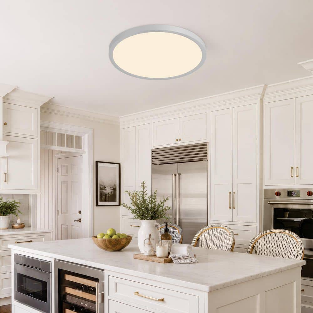 16 in. Round Modern Matte White Integrated LED Flush Mount Ceiling Light, 5CCT, 6-Pack, Dimmable price history on PriceWatchPro