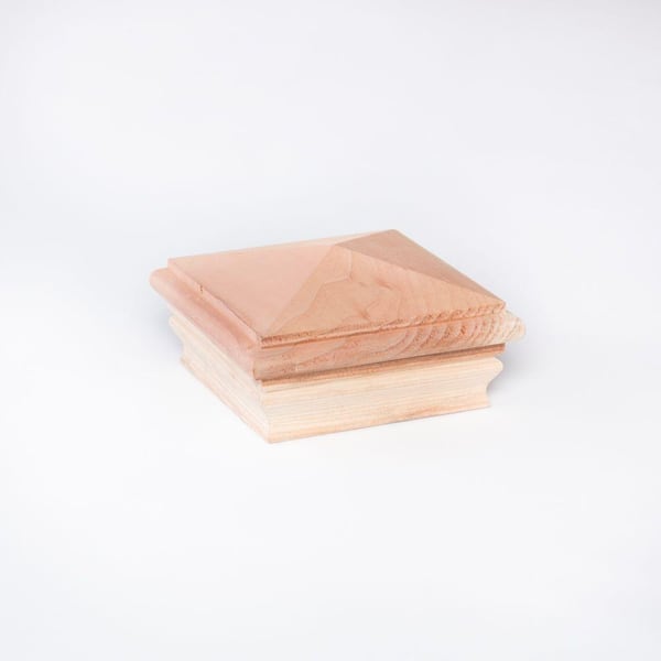 Unbranded 4 in. x 4 in. Redwood Newport Pyramid Post Cap