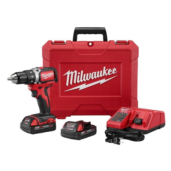 Milwaukee - M18 18-Volt Lithium-Ion Brushless Cordless 1/2 in. Compact Drill/Driver Kit w/Two 2.0Ah Batteries, Charger and Hard Case