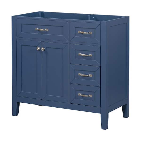 36 in. Solid Frame and MDF Board Bath Vanity Cabinet without Top in Blue
