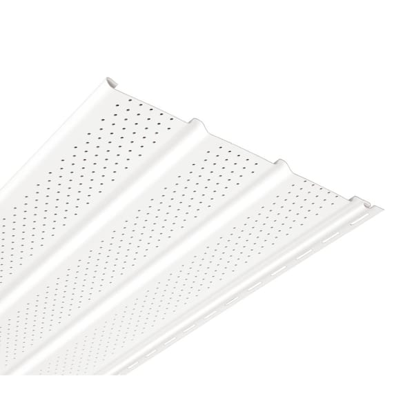 Wolverine 12 in. x 144 in. White Triple 4 in. Vented Vinyl Soffit