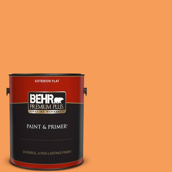 BEHR PREMIUM PLUS 1 gal. #P220-6 Bergamot Orange Flat Exterior Paint & Primer