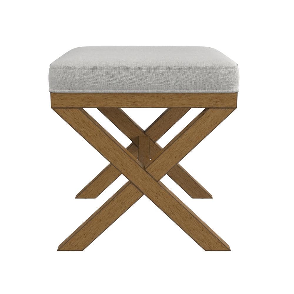 Somerset Fog Gray Upholstered Backless Vanity Stool with Rubberwood Legs