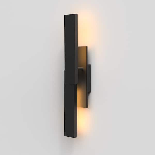 Decorators 21 in. 2-Light Black Unique Geometric Design Waterproof Integrated LED Vanity Light