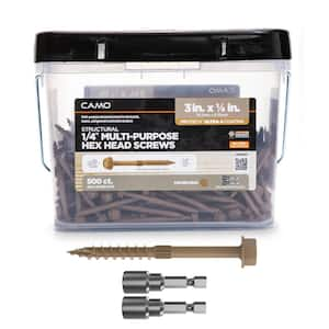 1/4 in. x 3 in. Hex Head Multi-Purpose Hex Drive Structural Wood Screw - PROTECH Ultra 4 Exterior Coated (500-Pack)