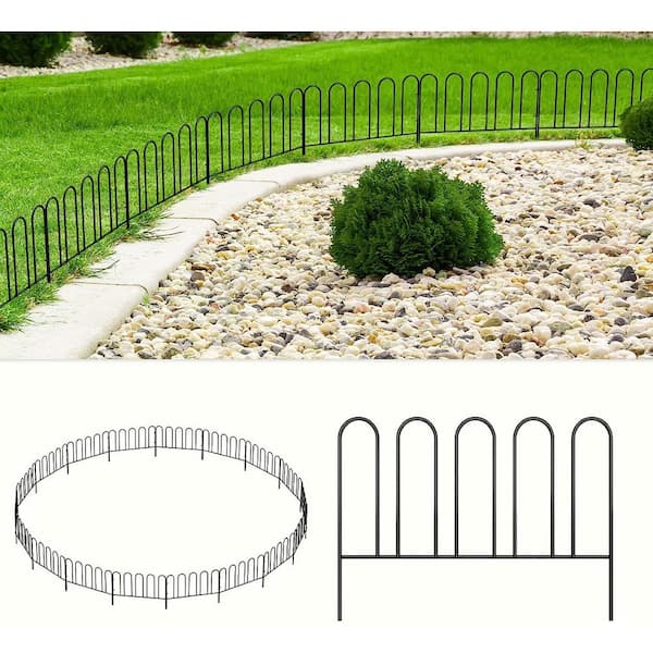 Oumilen 12.7 in. H x 26 ft. L Black Metal Decorative Garden Fence 18 Panels Animal Barrier Wire No Dig Fencing