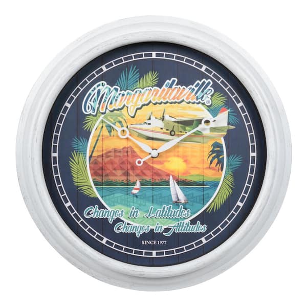 La Crosse Clock 15.75 In. Sailboat Margaritaville Indoor/Outdoor Multi-Colored Quartz Analog Wall Clock