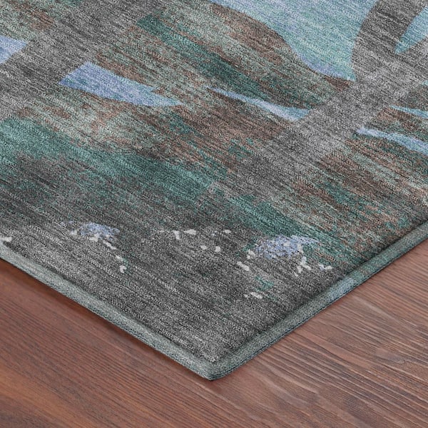 Mayfield Premium Machine Washable Abstract AMF2337 Brown 5 ft. x 7 ft. 6 in. Area Rug