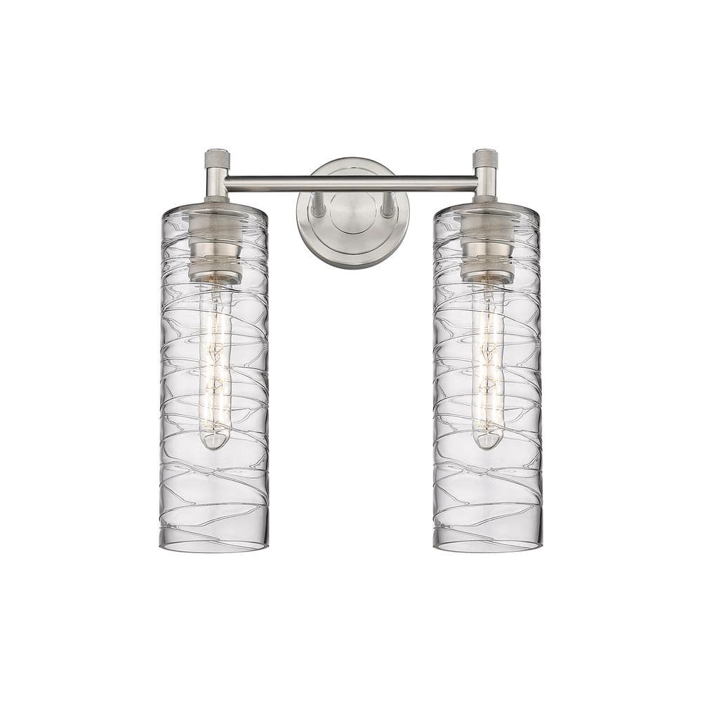 Crown Point 13.88 in. 2-Light Satin Nickel Vanity Light with Glass Shade price history on PriceWatchPro