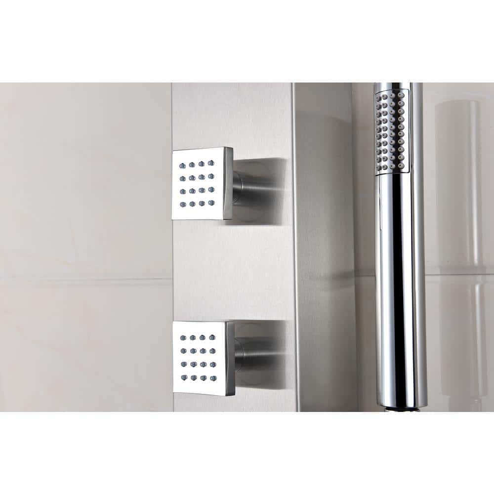 Silent 40'' Brushed Steel Full Body Shower Panel with Rain Shower