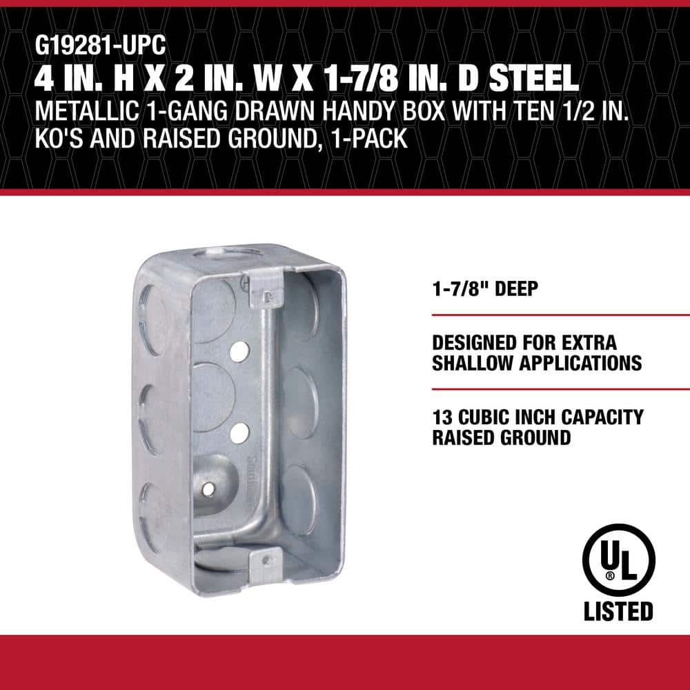 Gray Metallic 1-Gang Weatherproof Handy Box with Knockouts
