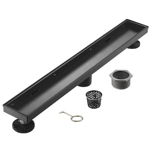 36 in. Linear Stainless Steel Shower Drain with Tile Insert, Matte Black