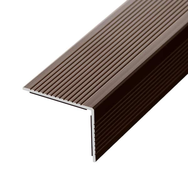 Matte Brown 36 in. Aluminum Peel and Stick Stair Nosing Edge Cover Anti-Slip Strip Staircase Step Treads 5-Piece/Case