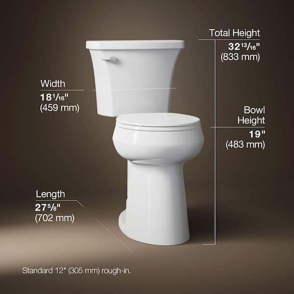 Highline Arc Extra Tall 12 in. Rough In 2-Piece 1.28 GPF Single Flush Round Toilet in White with Soft Close Seat