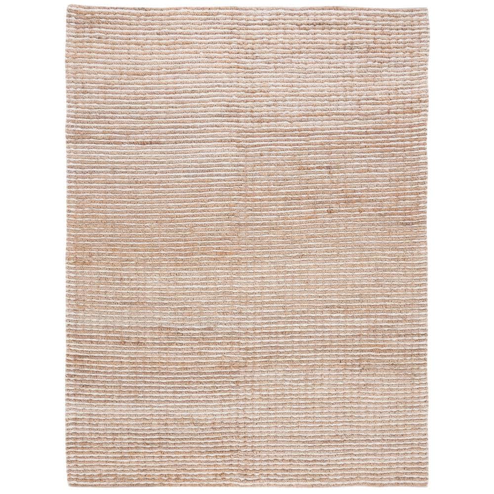 Ivory and Natural Flatweave Jute Area Rug, 8' x 10'